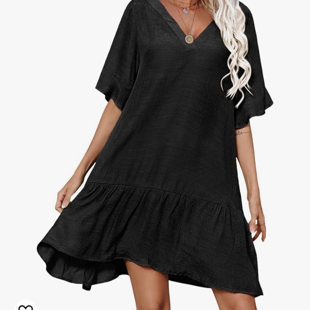 Sz L-dress or swim coverup. Drop waist with flowy sleeves & oversized neck